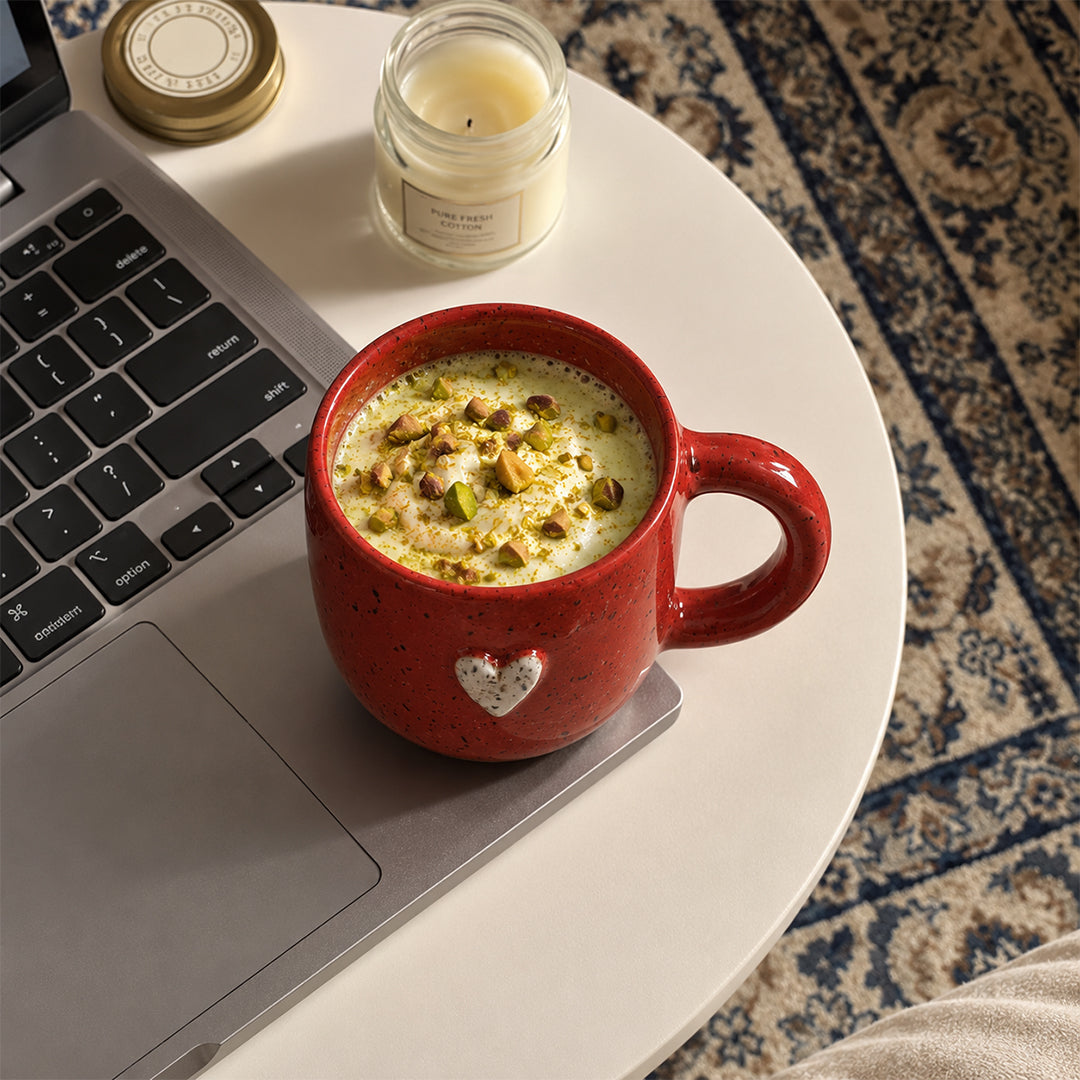 One Heart Mug in Burgundy