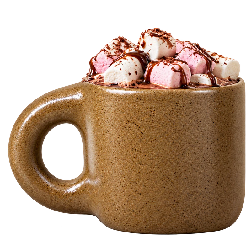 Sienna Halo Mug with cocoa and marshmallows
